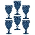 thumbnail image 1 of STPgoods Embossed Goblets Set 6 Pcs 11.3 fl oz (335 ml) Wine Glasses Set of 6 Drinking Glasses Water Goblets for Weddings and Parties Vintage Glassware, Blue, 1 of 6