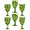 thumbnail image 1 of STPgoods Embossed Goblets Set 6 Pcs 11.3 fl oz (335 ml) Wine Glasses Set of 6 Drinking Glasses Water Goblets for Weddings and Parties Vintage Glassware, Green, 1 of 8