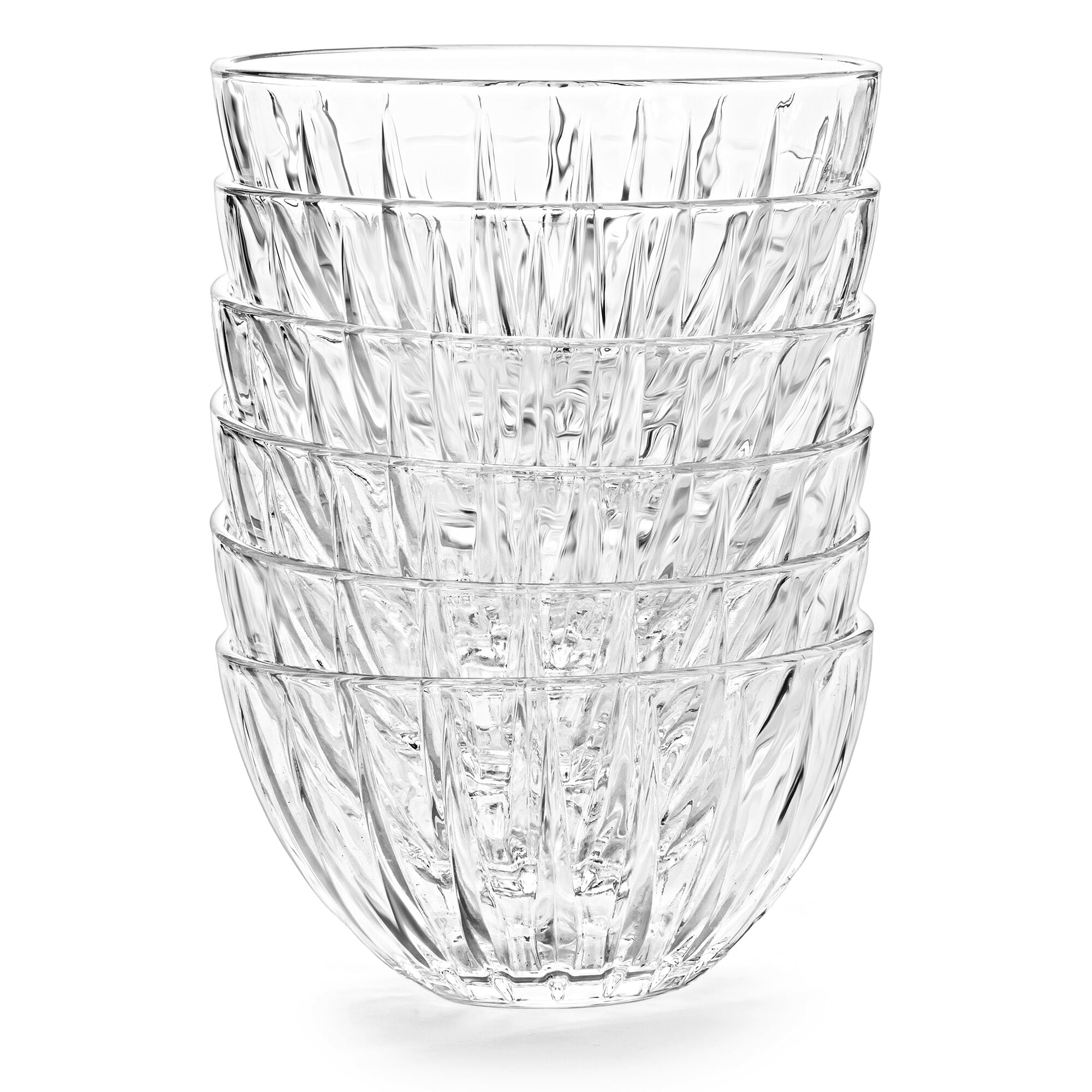 STPgoods Faceted Clear Glass Serving Bowl Set 10.14 fl oz (300 ml) Dessert Bowl Set of 6
