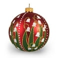 thumbnail image 1 of STPgoods Lilies of the Valley Glass Christmas Ball Ornament 3.5" Hand-Painted Christmas Tree Ornament Christmas Tree Hanging Decoration Red, 1 of 3