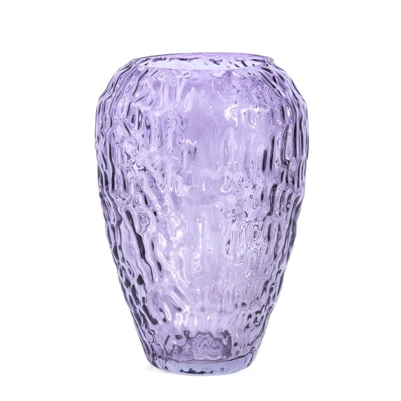 STPgoods Linda Lilac Glass Flower Vase 7.9x5.5 Wide Decorative Floral Vase for Home Decor Centerpieces
