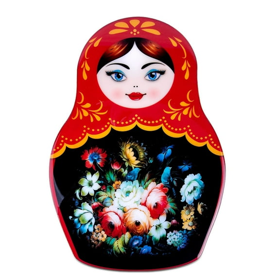 STPgoods Matryoshka Doll Wooden Cutting Board for Kitchen 11.4x8.3" (29x21 cm) Decorative Chopping Board Cutting Board for Meat Cheese Fruits Vegetables Serving Board, Floral Pattern, Red and Black