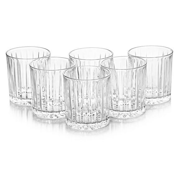 STPgoods Old Fashioned Glasses Set of 6 Whiskey Glasses Set Drinking Glasses 11.15 fl oz Clear Glass Short Tumblers