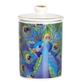 thumbnail image 1 of STPgoods Peacock Porcelain Storage Jar with Lid 7.44 fl oz Kitchen Countertop Container for Storage 2.76 x 3.5" Blue Purple, 1 of 7