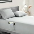 thumbnail image 1 of STPgoods Queen Percale 100% Cotton Fitted Sheet with Pocket Solid Bed Sheet Only Gray, 1 of 6