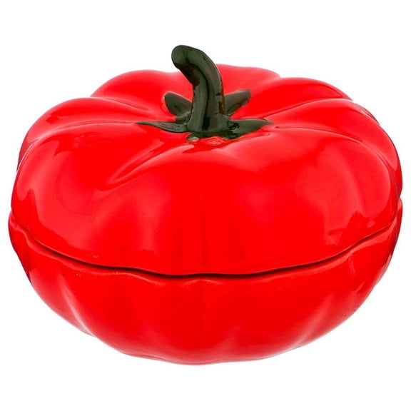 STPgoods Tomato Ceramic Serving and Baking Dish with Lid 16.9 fl oz (500 ml) Tomato Shaped Stoneware Casserole Decorative Kitchen Serveware and Bakeware, Red