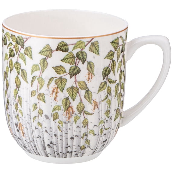 STPgoods White Birch Grove Bone China Mug 12.8 fl oz (380 ml) Coffee and Tea Mug for Latte Cocoa Chocolate