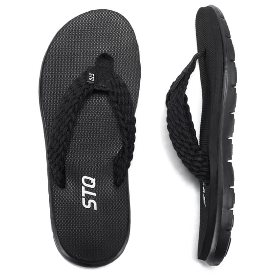 Flip Flops for Women Quick Dry Yoga Mat Beach Sandals Comfortable for Summer All Black Size 8