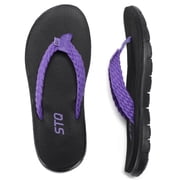 Flip Flops for Women Quick Dry Yoga Mat Beach Sandals Comfortable for Summer Black Purple Size 8