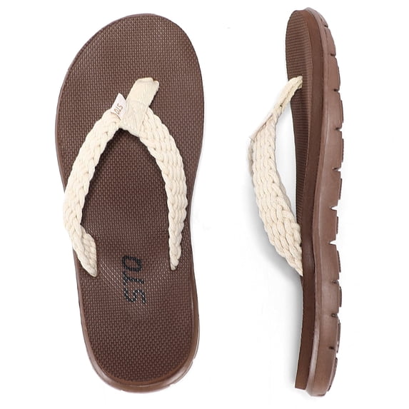 STQ Flip Flops for Women Quick Dry Yoga Mat Beach Sandals Comfortable for Summer Coffee Size 8