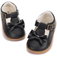 thumbnail image 1 of STQ KIDS Girls Mary Jane Shoes Wide Toe Box Toddler Girl Shoe for School Uniform Church Hallowee Cute T-Strap Dress Flats with Bow Black Toddler Size 8, 1 of 9