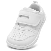 TEAHOO X STQ KIDS Toddler Boy Shoes Wide Toe Box Barefoot Shoes Lightweight Girls Sneakers Non-Slip Zero Drop Preschool Kids First Walking Running Tennis Shoe Daycare All White Toddler Size 10