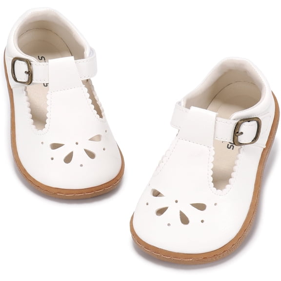 STQ KIDS Toddler Girl Dress Shoes Mary Jane Flower School Shoes White Toddler 6