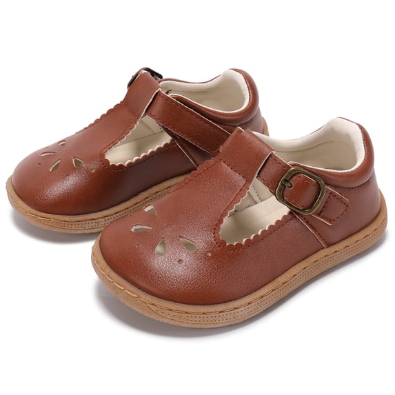 TEAHOO X STQ KIDS Toddler Girl Mary Jane Shoes Wide Comfortable Non-Slip Dress Shoes for Girls School Shoes Brown Toddler 6