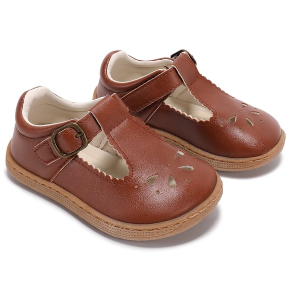 TEAHOO X STQ KIDS Toddler Girl Mary Jane Shoes Wide Comfortable Non-Slip Dress Shoes for Girls School Shoes Brown Toddler 6