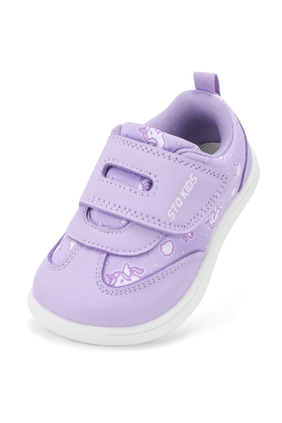 KIDS Toddler Wide Toe Box Shoes:Girls Barefoot Shoe Girl Sneakers Little Kids Non-Slip Zero Drop Tennis Shoes First Walking Shoes Flex Breathable Athletic Sneaker Purple Toddler Size 8