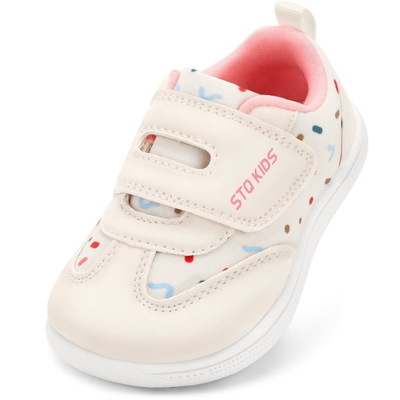 STQ KIDS Toddler Wide Toe Box Shoes Girls Barefoot Shoe Girl Sneakers Little Kids Walking Running Tennis Athletic Shoes Non-Slip Zero Drop Breathable School Sneaker Beige Toddler Size 8 US