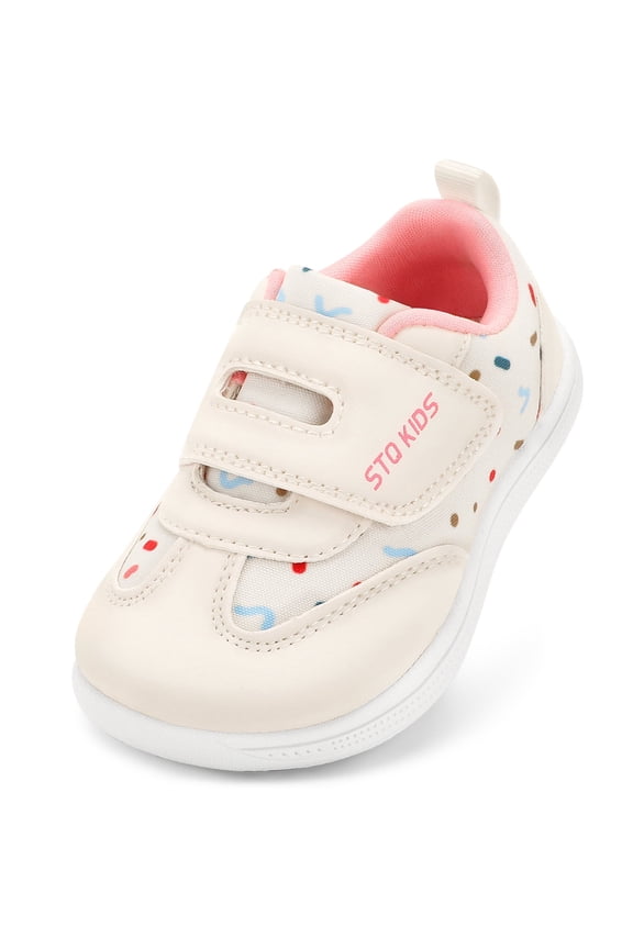 KIDS Toddler Wide Toe Box Shoes Girls Barefoot Shoe Girl Sneakers Little Kids Walking Running Tennis Athletic Shoes Non-Slip Zero Drop Breathable School Sneaker Beige Toddler Size 8 US
