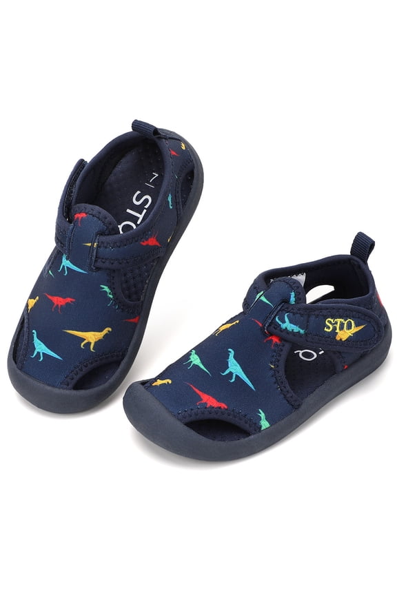 Kids Water Shoes Breathable Outdoor Beach Swim Pool Sandals for Boys Navy/Dinosaur 5 M US Toddler