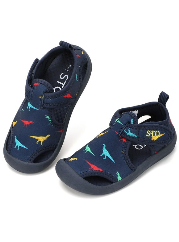 Kids Water Shoes Breathable Outdoor Beach Swim Pool Sandals for Boys Navy/Dinosaur 8 M US Toddler