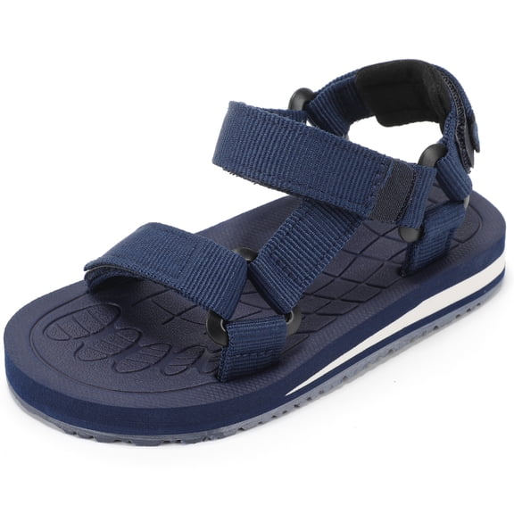 STQ Toddler Boy Sport Sandals Wide Open-Toe Arch Support Boys Summer Shoes Lightweight Non-slip Beach Shoe for Kids with Adjustable Straps Navy Toddler Size 7