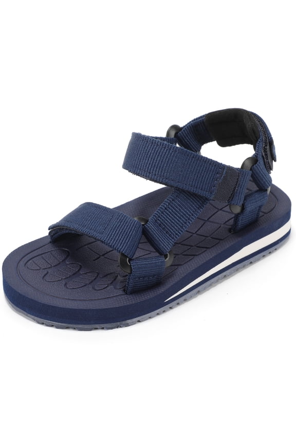 Toddler Boy Sport Sandals Wide Open-Toe Arch Support Boys Summer Shoes Lightweight Non-slip Beach Shoe for Kids with Adjustable Straps Navy Toddler Size 7