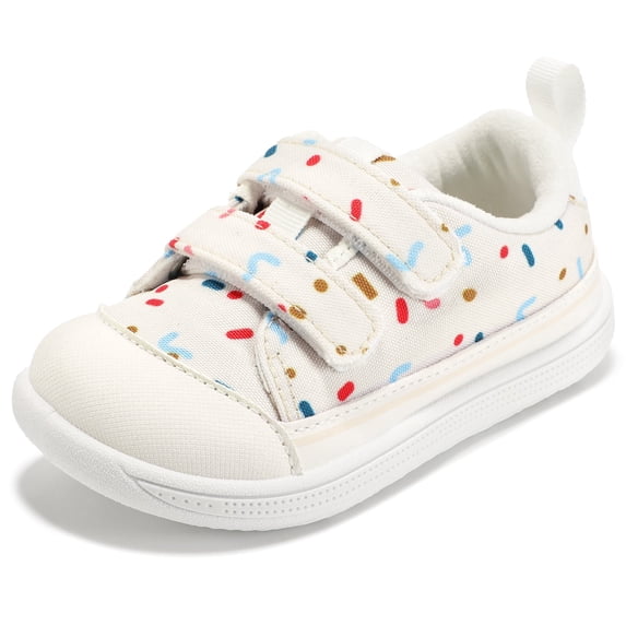 STQ Toddler Girl Shoes Wide Toe Box Girls Canvas Sneakers Zero Drop Kids Barefoot Shoes for School Preschool Daycare First Walking Indoor Outdoor
