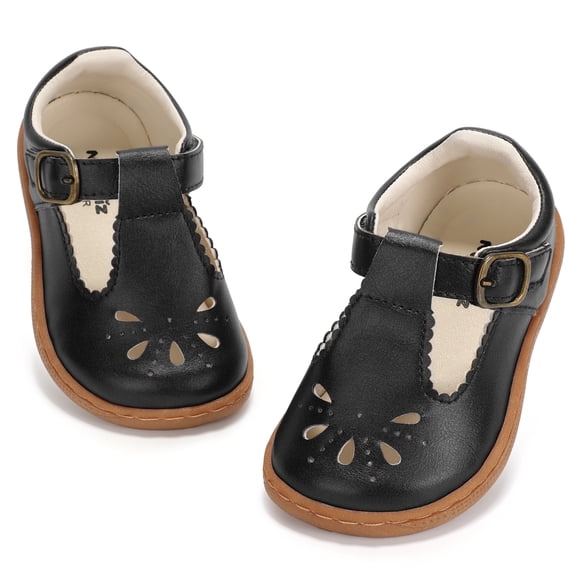 STQ Toddler Girls Dress Ballet Shoes Baby Kids Princess Wedding Non-Slip Comfortable Cut Mary Jane Flats Christmas Birthday Party Black Toddler 8