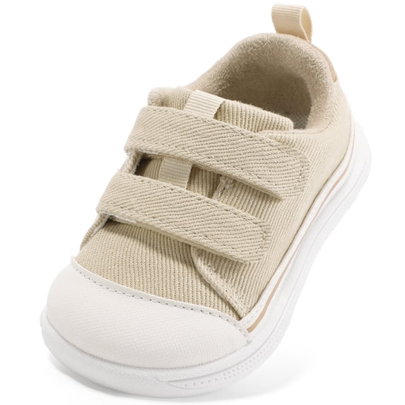 TEAHOO X STQ Toddler Shoes Wide Toe Box Girl Boy First Walking Sneakers Barefoot Non-Slip Hook and Loops Baby Shoe Beige