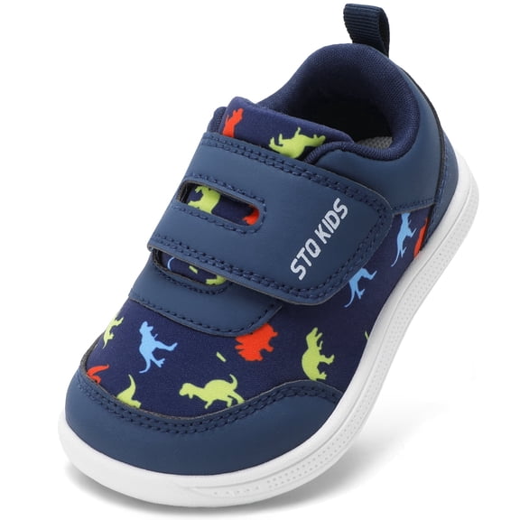 STQ Toddler Wide Toe Box Shoes:Boys Barefoot Shoes,Baby First Walking Shoes Kids Tennis Running Sneakers, Canvas Casual Preschool Flat Non Slip Comfortable Lightweight Outdoor Navy Toddler Size 8