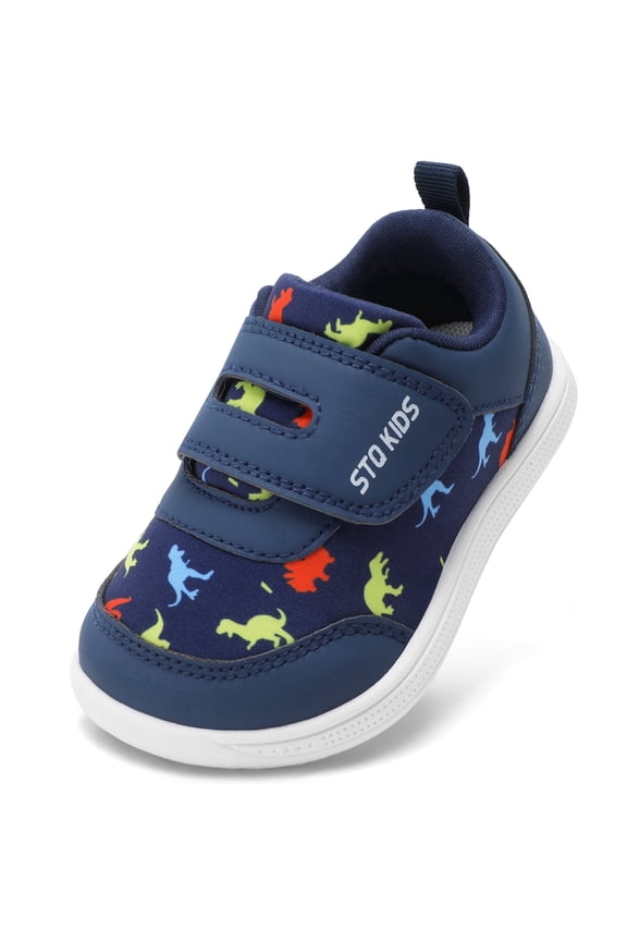 Toddler Wide Toe Box Shoes:Boys Barefoot Shoes,Baby First Walking Shoes Kids Tennis Running Sneakers, Canvas Casual Preschool Flat Non Slip Comfortable Lightweight Outdoor Navy Toddler Size 8