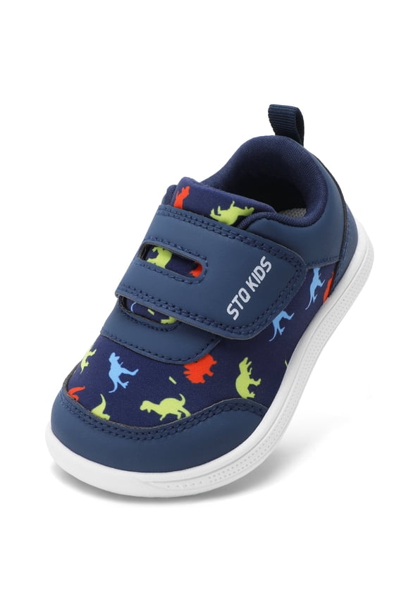 Toddler Wide Toe Box Shoes:Boys Barefoot Shoes,Baby First Walking Shoes Kids Tennis Running Sneakers, Canvas Casual Preschool Flat Non Slip Comfortable Lightweight Outdoor Navy Toddler Size 8