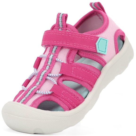 STQ Water Shoes Boys Girls Quick Dry Sandals Kids Breathable Lightweight Soft Flexible Non Slip Adjustable Summer Beach Outdoor Sport Athletic Pool Rose Toddler Size T7