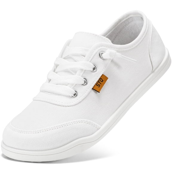 STQ White Slip On Sneakers for Women Low Top Classic Canvas Tennis Shoes with Arch Support White Size 8.5