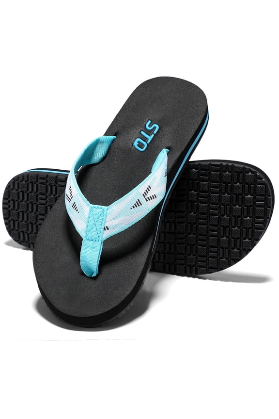Women Flip Flops for Women Summer Quick Dry Thong Sandals with Memory Foam Black Teal Size 9