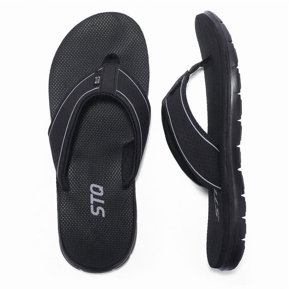 STQ Womenâs Flip-flop Non Slip Comfortable Yoga-Mat Thong Sandals for Outdoor All Black 8 US