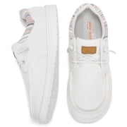 Womens Slip on Boat Shoes with Arch Support Comfortable Canvas Loafers for All Day Standing White US 8.5