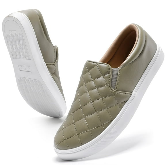 Women's Slip on Sneakers Platform Walking Shoes Casual Loafers Taupe US 6.5