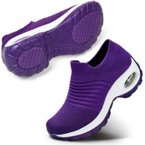 STQ Women's Walking Shoes Slip on Breathable Sneakers Purple US 7.5