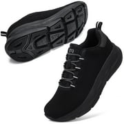 STQ Womens Walking Shoes Slip on Cushioned Breathable Sneakers All Black US 6