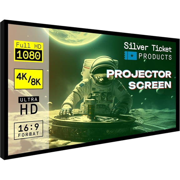 STR Series 6 Piece White 1.1 Gain 120" Diagonal 16:9 Format Projection Screen, Aluminum Frame, Wall Mounted, 109.25x63.625 inches STR-169120