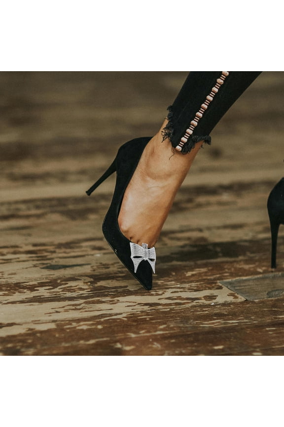 1Pair Alloy Bow Knot Shoe Decoration Rhinestone Charm for Fashion Shoes