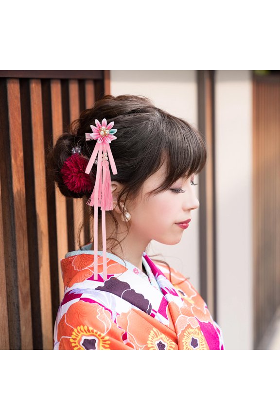 1 Pair Hair Clip for Women Flower Tassel Hairpins in Gradient Color Hair Accessory