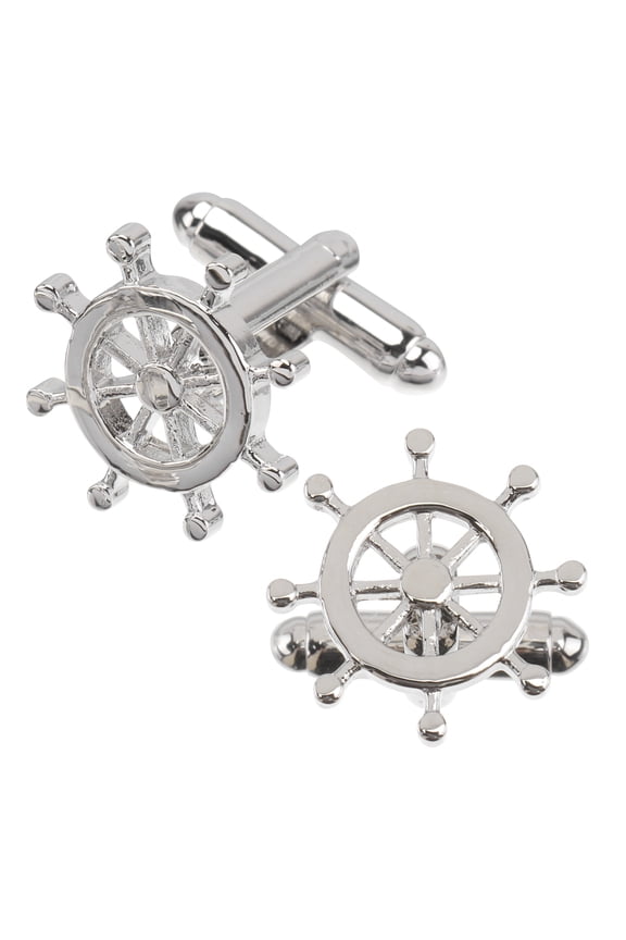 1Pair Fashion Copper Cufflinks with Creative Ship Steering Wheel Design for Male Shirt Accessories