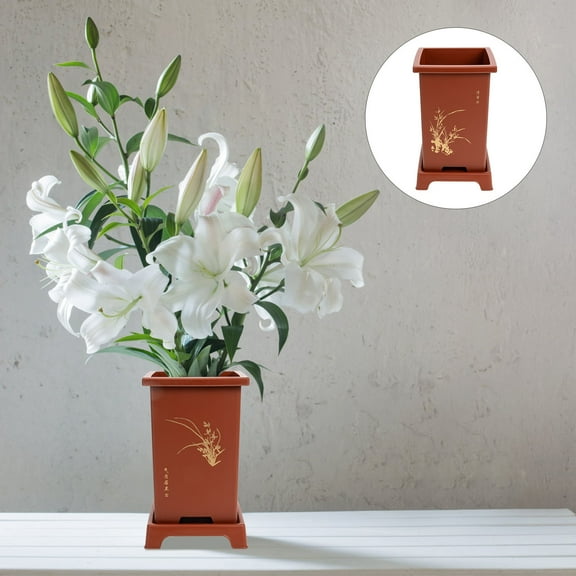 STRANDCHIC 1 Set of Pot for Orchid Plants Indoor Coffee Resin Simple Flowerpot for Courtyard