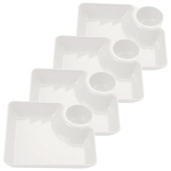 STRANDCHIC 4-Piece White Plastic Snack for Cookies, Fruits, Desserts, and Party Serving
