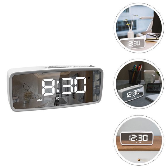 STRANDCHIC Multifunctional LED Electronic Alarm Clock with Makeup Mirror - Bedroom Table Clock, 1 Set