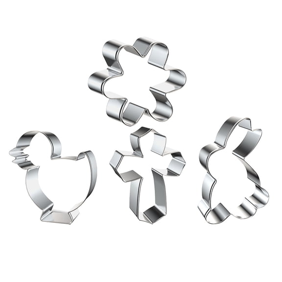 STRANDCHIC Plated Silver Stainless Steel Easter Cookie Cutters for Home Baking 1Set