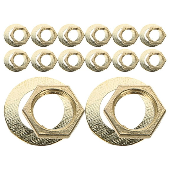 STRANDCHIC 14-Piece Clock Hardware Kit with Golden Metal Nuts and Rubber Washers for Clock Movements Repair