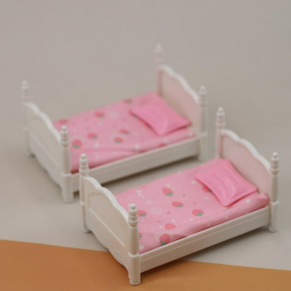 STRANDCHIC Doll House Furniture Plastic Bed Double- Bed 1 Set